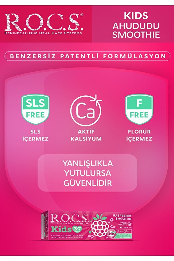 Kıds 3-7 Yaş Ahududu Smoothıe Tadında Florürsüz Diş Macunu 45g