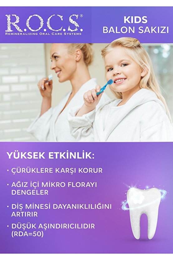 Rocs Kids 4-7 Yaş Diş Macunu Balon Sakızı 45 gr