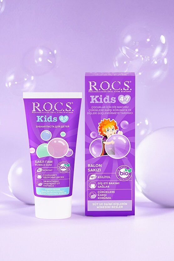 Rocs Kids 4-7 Yaş Diş Macunu Balon Sakızı 45 gr