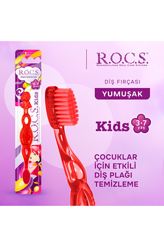 3-7 Yaş Diş Fırçası - Kırmızı Rocs07k