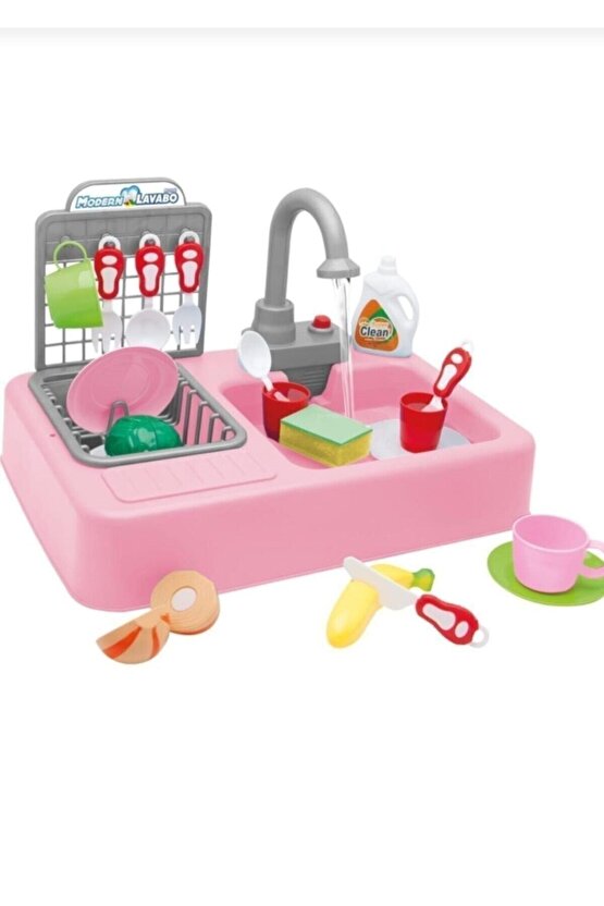 30 Parça Modern Lavabo Oyuncak Iq Geliştirici Oyuncak Sulu Bulaşık Seti