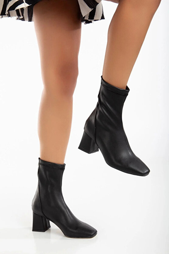 Kadın Bot Streç Bilekli arkadan fermuar