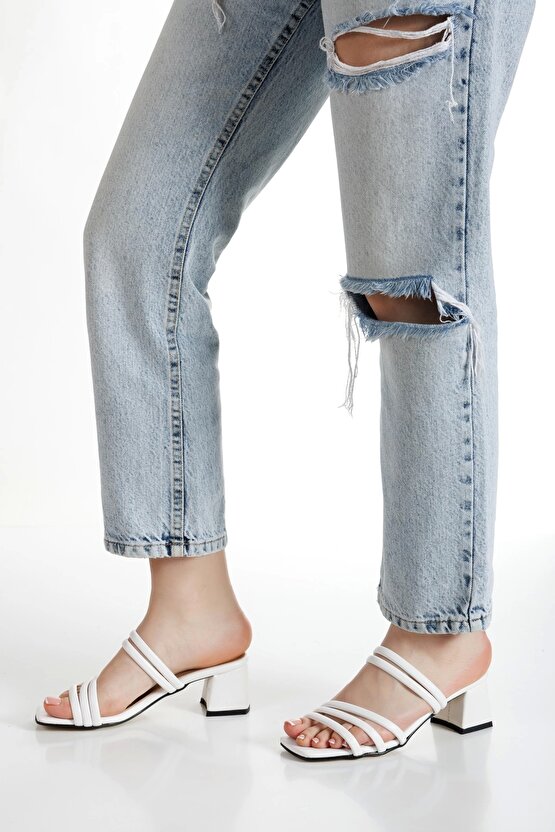 Kadın 5 cm topuklu terlik