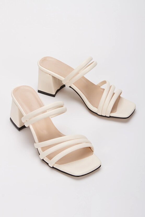 Kadın 5 cm topuklu terlik