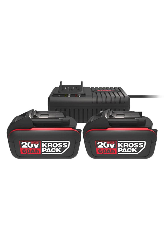 KAD22 20Volt 6.0Ah Kross Pack Li-ion Çift Akü ve Akü Şarj Cihazı