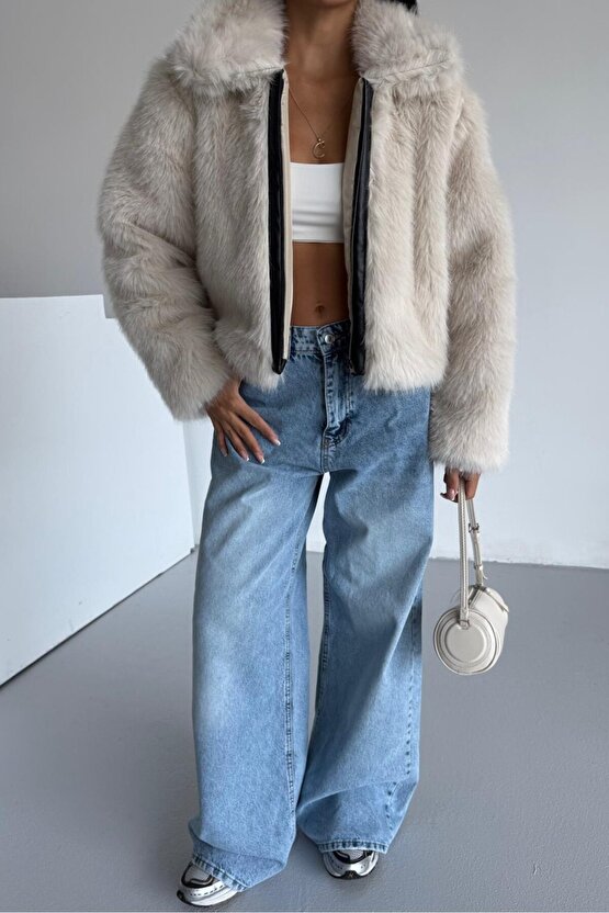 Yumuşak Dokunuşlu İçi Astarlı Fermuarlı Premium Kürk