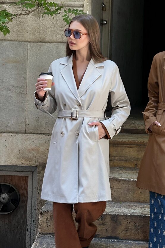 Kadın Kemerli Trençkot - 9271