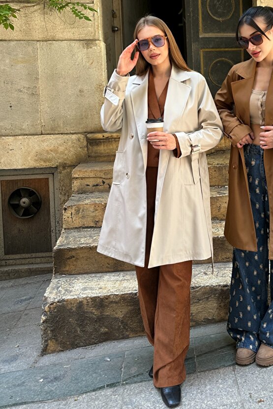 Kadın Kemerli Trençkot - 9271