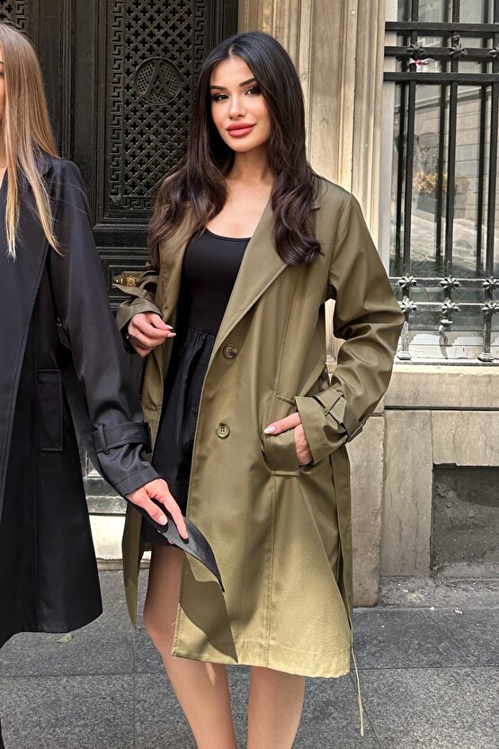 Kadın Kemerli Trençkot - 9271