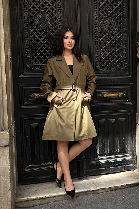 Kadın Kemerli Trençkot - 9271