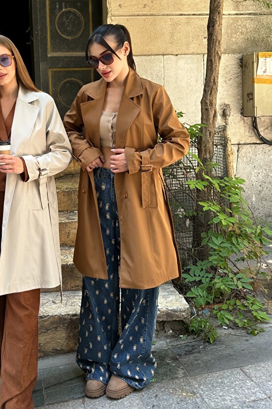 Kadın Kemerli Trençkot - 9271