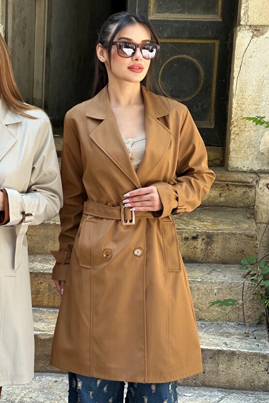 Kadın Kemerli Trençkot - 9271