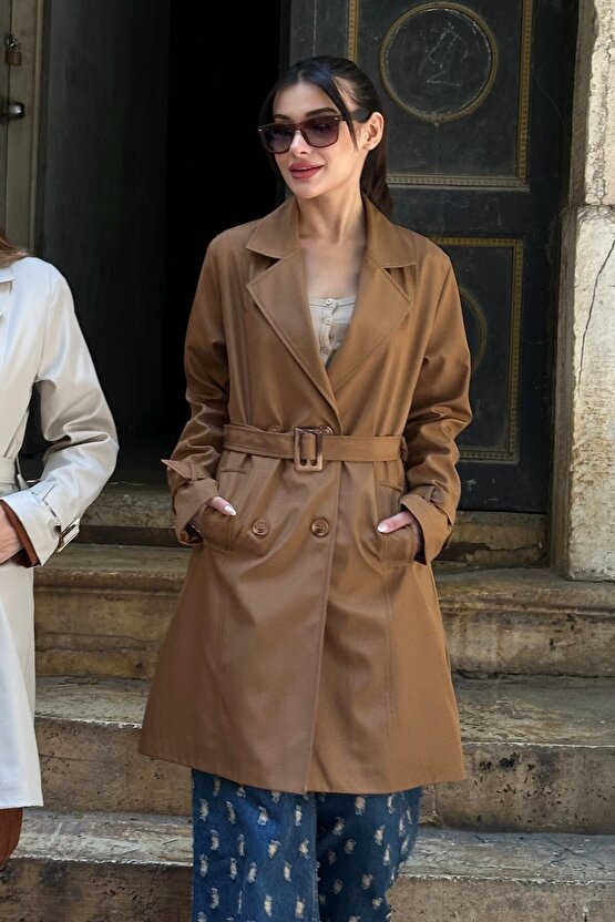 Kadın Kemerli Trençkot - 9271