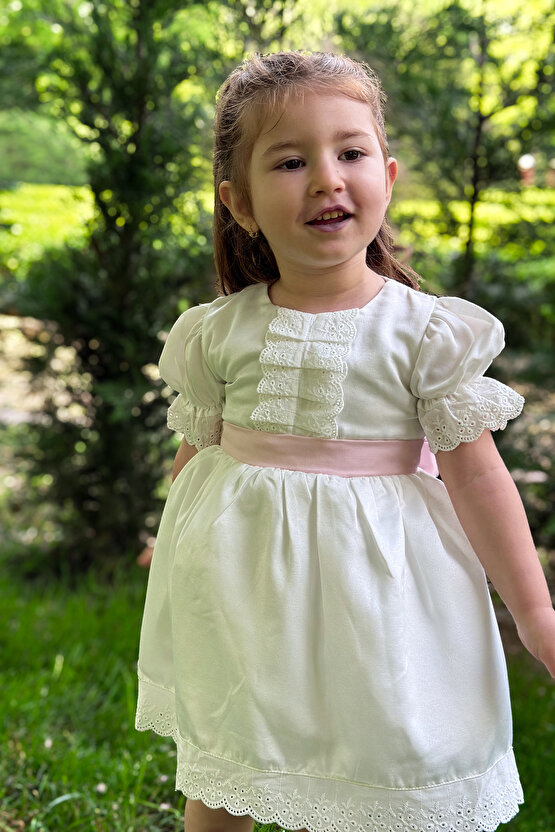 Yazlık Elbise Kısa Kollu Tüllü Tütü Astarlı Kız Çocuk Elbise Bebek Giyim Kız Bebek Elbise