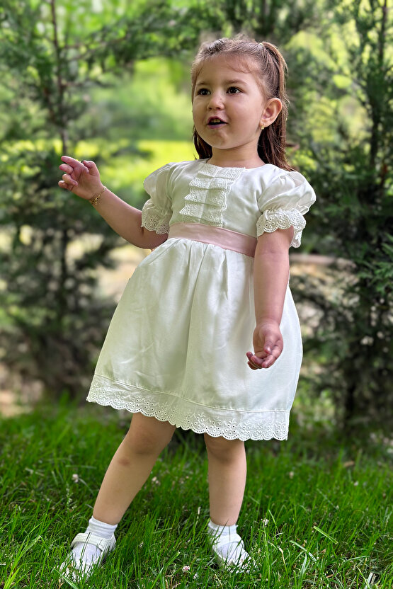 Yazlık Elbise Kısa Kollu Tüllü Tütü Astarlı Kız Çocuk Elbise Bebek Giyim Kız Bebek Elbise