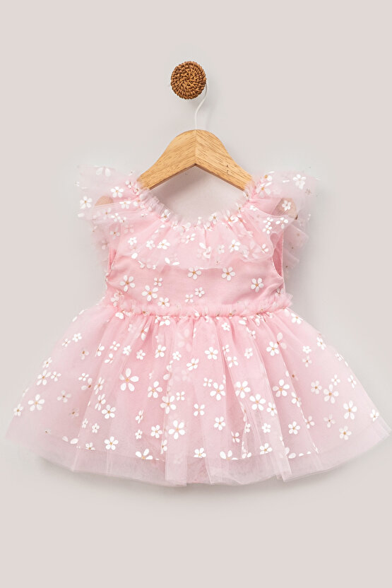 Kız Bebek Elbise Kız Çocuk Elbise Doğum Günü Parti Düğün Elbise Dantelli Kısa Kol Astarlı Elbise