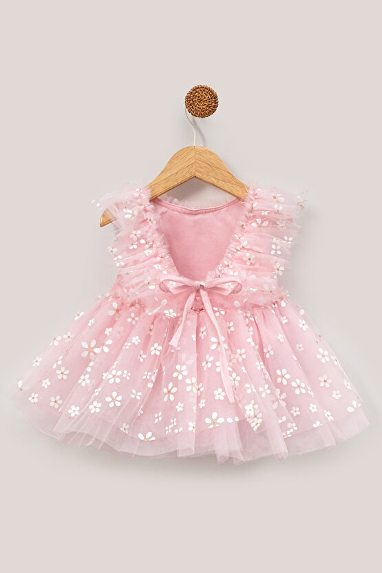 Kız Bebek Elbise Kız Çocuk Elbise Doğum Günü Parti Düğün Elbise Dantelli Kısa Kol Astarlı Elbise