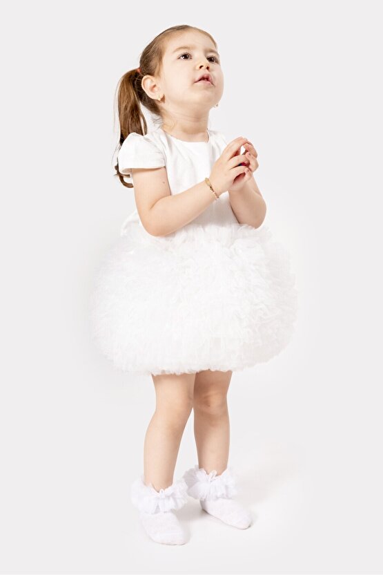 Bebek Kız Çocuk Doğum Günü Parti Düğün Elbise Tüllü Tütü Astarlı Çocuk Giyim Bebek Giyim Kız Bebek