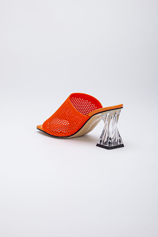 Kadın 8 Cm Triko Terlik Turuncu