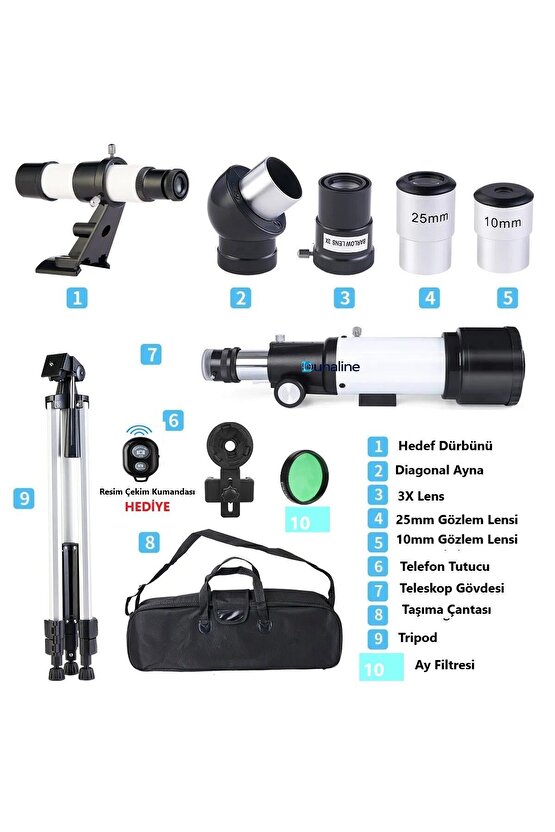 Profesyonel Çantalı Astronomik Teleskop 150x Yakınlaştırma 400x70 Ay Yıldız Doğa Gözlem+Ay Filtresi