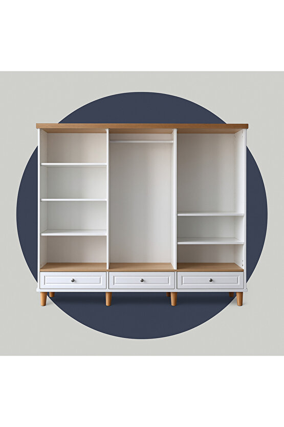 Bohem Gardırop - 6 Kapaklı Gardırop - Aynalı Kapaklı Dolap