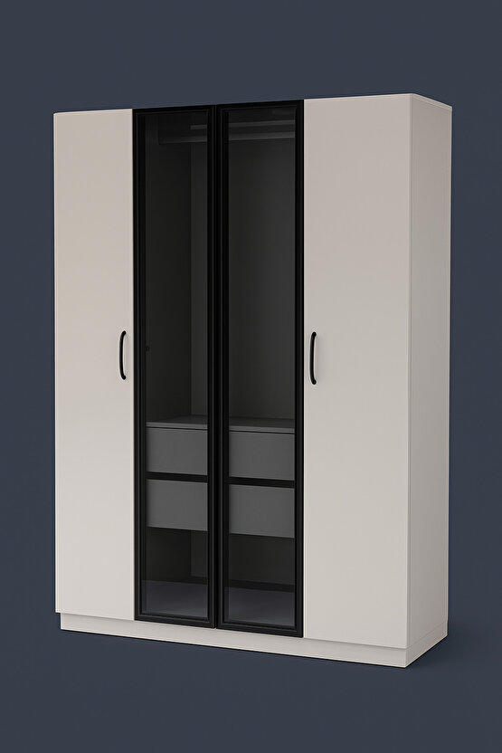 Aura Gardırop - Dolap - MDF Dolap -4 Kapaklı Gardırop