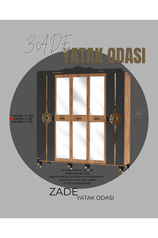 Zade Yatak Odası Takımı - Gardırop - Şifonyer - 2li Komodin