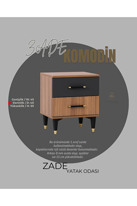 Zade Yatak Odası Takımı - Gardırop - Şifonyer - 2li Komodin