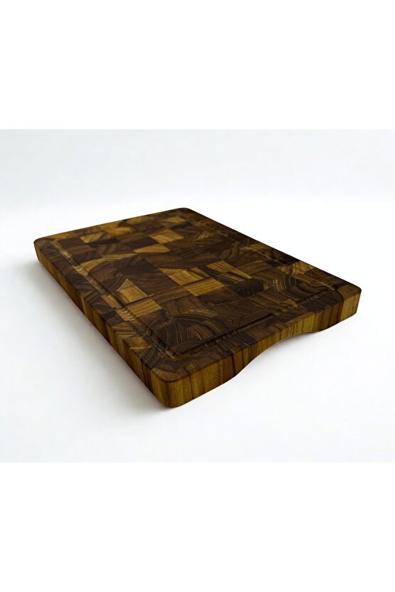 Tik Chef Kesme Tahtası Medium Boy ENDGRAIN 30×20×3 cm Masif Ahşap Doğrama tahtası Sunum Tahtası