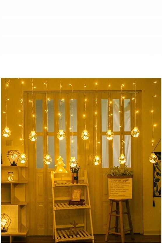 Dekoratif Işıklı Top Perde Led Fişli