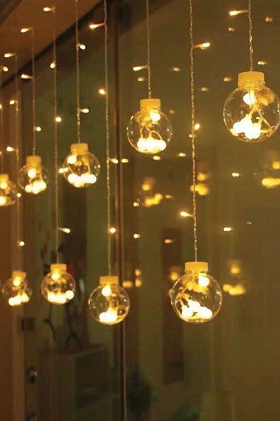 Dekoratif Işıklı Top Perde Led Fişli