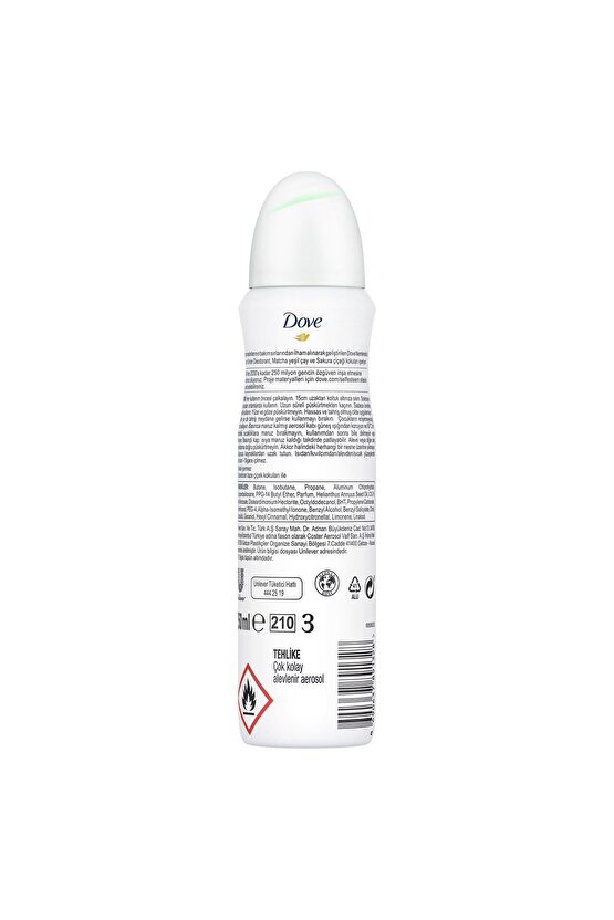Kadın Sprey Deodorant Canlandırıcı Bakım Matcha Yeşil Çay Ve Sakura Çiçeği 150 ml X3 Adet