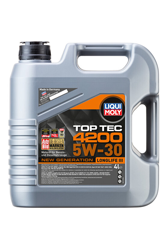 LİQUI MOLY 5W30 TOP TEC 4200 -Tam Sentetik Motor Yağı 4LT