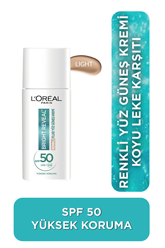 Bright Reveal Spf 50+ Koyu Leke Karşıtı Renkli Fluid Günlük Yüz Güneş Kremi 50ml - Light