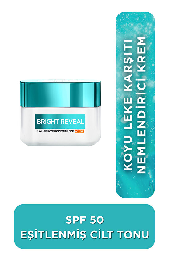 Bright Reveal Koyu Leke Karşıtı, Cilt Tonu Eşitleyici Spf50 Nemlendirici Krem Niasinamid 50ml