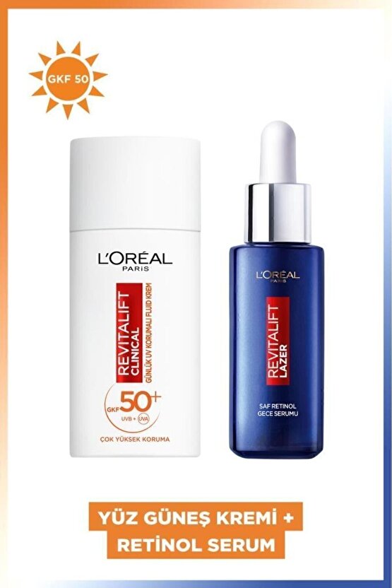 Revitalift Clinical Spf 50+ Yüz Güneş Kremi 50ml & Revitalift Lazer Saf Retinol Gece Serumu 30ml