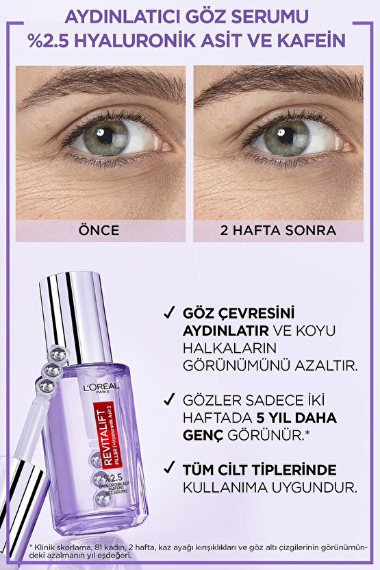 Revitalift Filler Göz Çevresini Aydınlatıcı, Koyu Halka Görünümünü Azaltan Göz Serumu 20ml PR