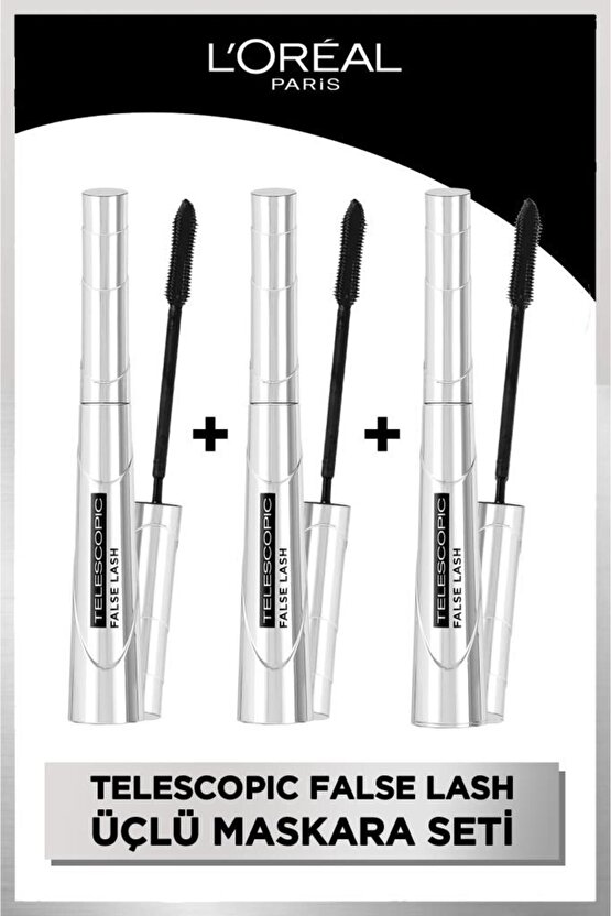 3lü False Lash Telescopic Fiber Maskara Seti