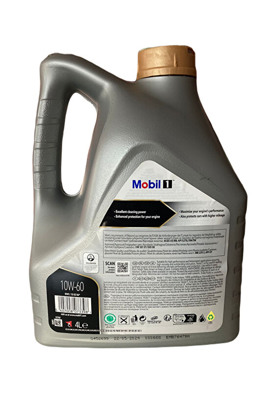 MOBİL 1 10W-60 RACING FORMULA 4 LİTRE MOTOR YAĞI YENİ FORMÜL 052024 DOLUM