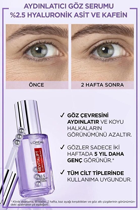 False Lash Telescopic Fiber Maskara & Revitalift Filler Göz Çevresini Aydınlatıcı Göz Serumu 20ml