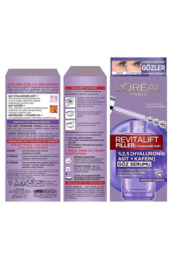 Revitalift Filler Göz Çevresini Aydınlatıcı, Koyu Halka Görünümünü Azaltan Göz Serumu