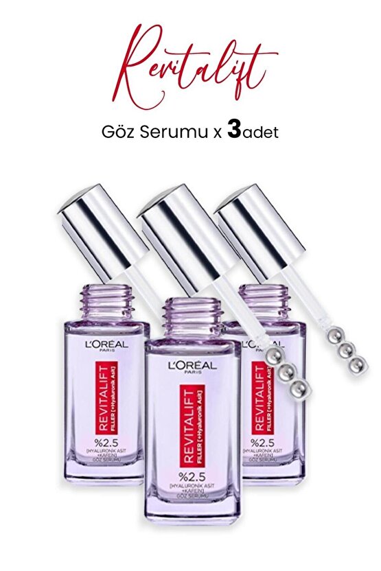Loreal Paris Revitalift Filler Göz Serumu 20 ml x 3 Adet