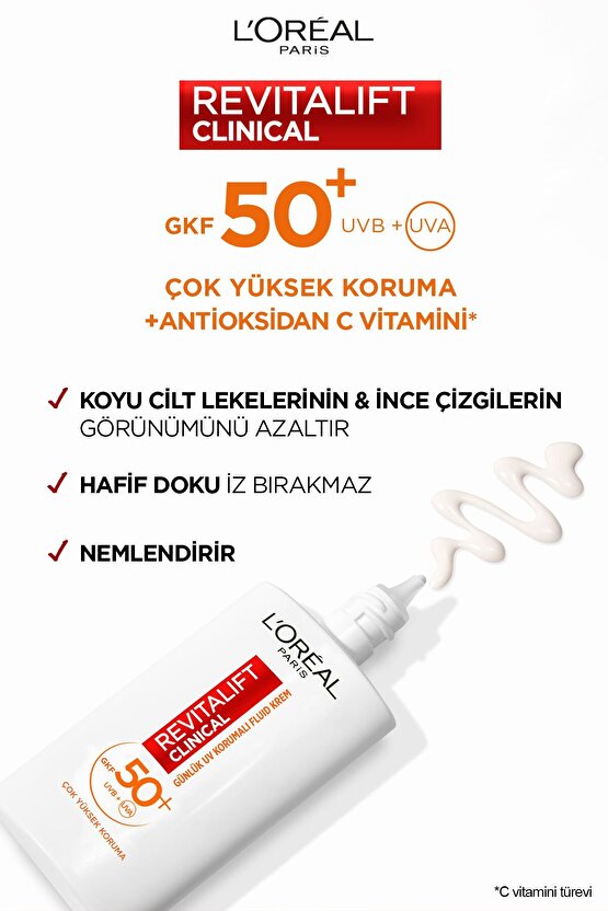 LOréal Paris Revitalift Clinical SPF 50+ Günlük Yüksek UV Korumalı Yüz Güneş Kremi 50ml
