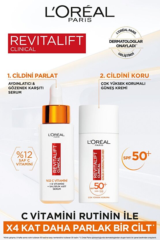 LOréal Paris Revitalift Clinical SPF 50+ Günlük Yüksek UV Korumalı Yüz Güneş Kremi 50ml