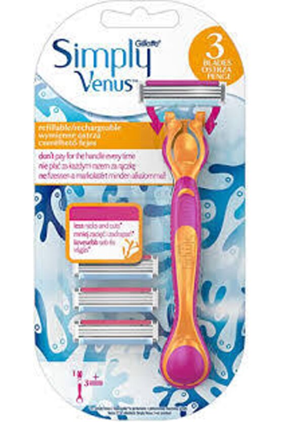 Gillette Venüs Simply Kadın Tıraş Makinesi Ve 3 Yedek Tıraş Bıçağı