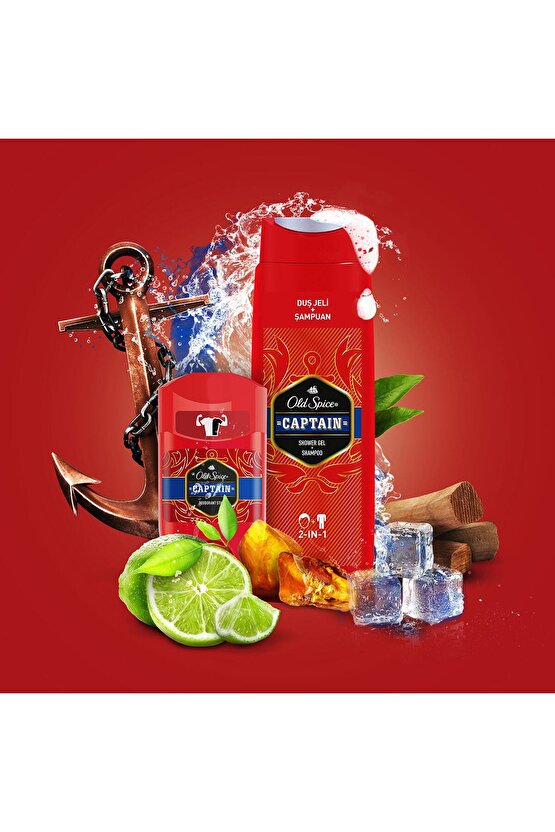 400ml Duş Jeli &Şampuan +50ml Deo Stick x 2 Captain