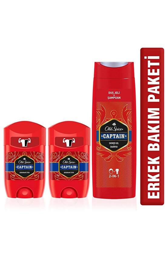 400ml Duş Jeli &Şampuan +50ml Deo Stick x 2 Captain
