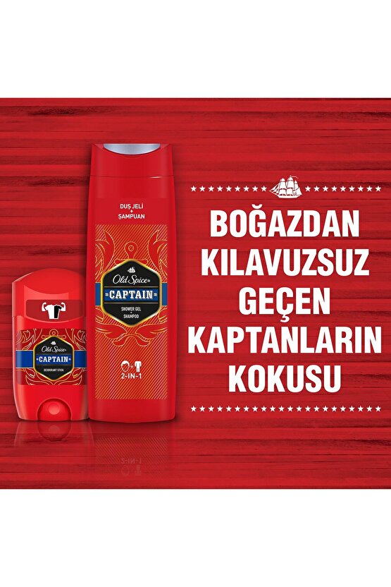 400ml Duş Jeli &Şampuan +50ml Deo Stick x 2 Captain