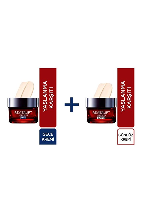 Loreal Paris Revitalift Lazer X3 Yoğun Yaşlanma Karşıtı Gece + Gündüz Bakım Kremi