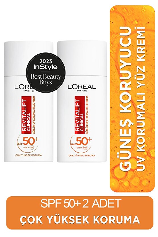 Revitalift Clinical Leke Karşıtı Güneş Koruyucu Yüz Kremi SPF50 50 ml 2 Adet